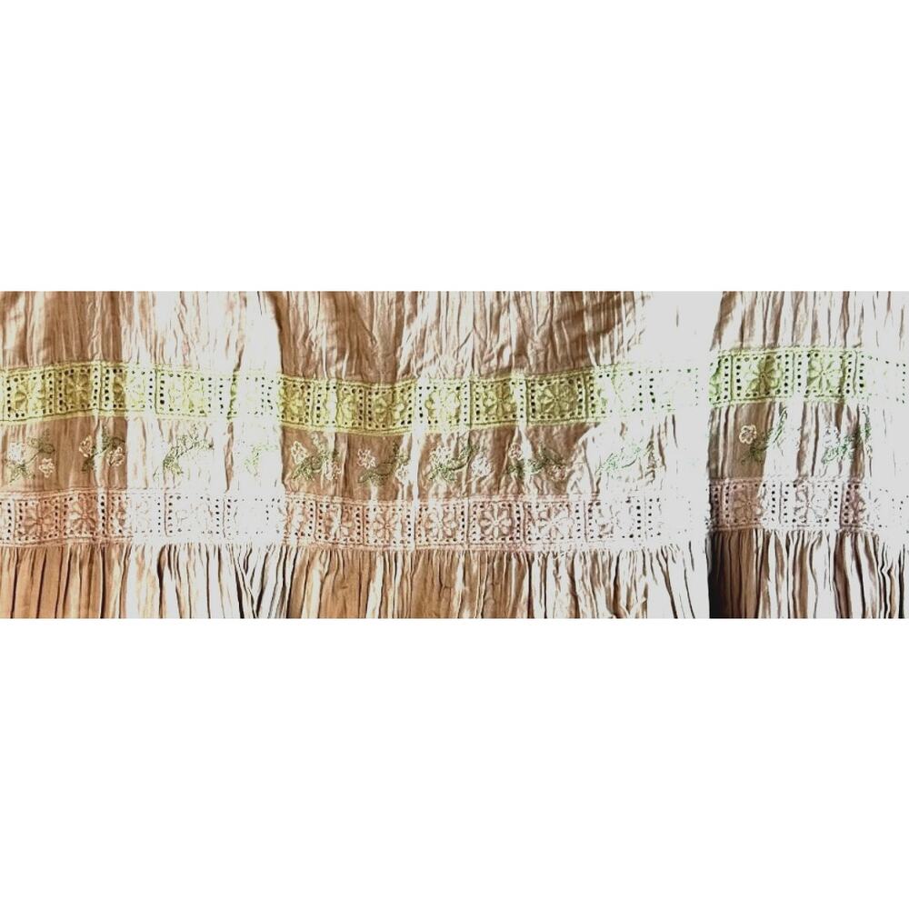 Vintage 90s Capricorn Pink Tiered Maxi Skirt Lace Trim Cotton Boho Medium - Picture 5 of 5